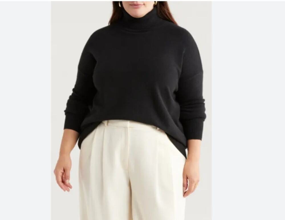 NWT Halogen Women's Cozy Turtleneck Sweater Black Size 1X